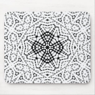 Geometrisches weißes und schwarzes Lochmuster Elsa Mousepad