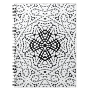 Geometrisches weißes und schwarzes Lochmuster Elsa Notizblock