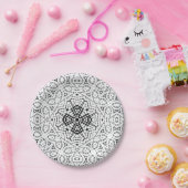 Geometrisches weißes und schwarzes Lochmuster Elsa Pappteller (Party)