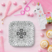 Geometrisches weißes und schwarzes Lochmuster Elsa Pappteller (Party)