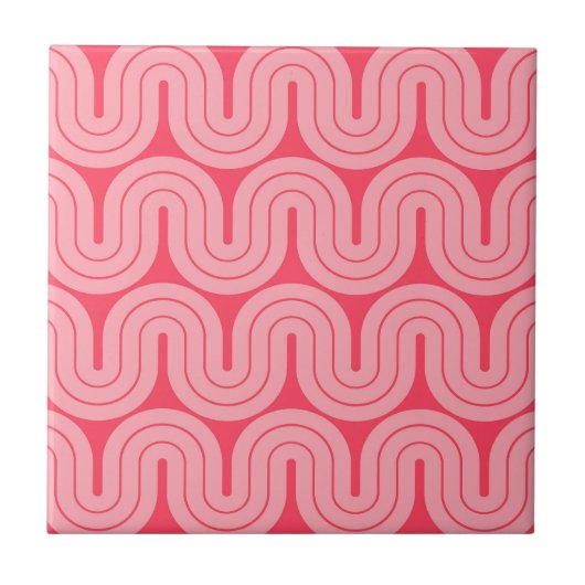 Geometrisches Wellendesign für Retro-Geometrien Fliese (Vorderseite)