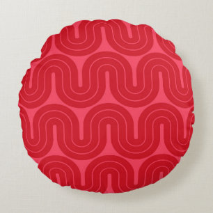 Geometrisches Wellendesign für Retro-Geometrien Rundes Kissen