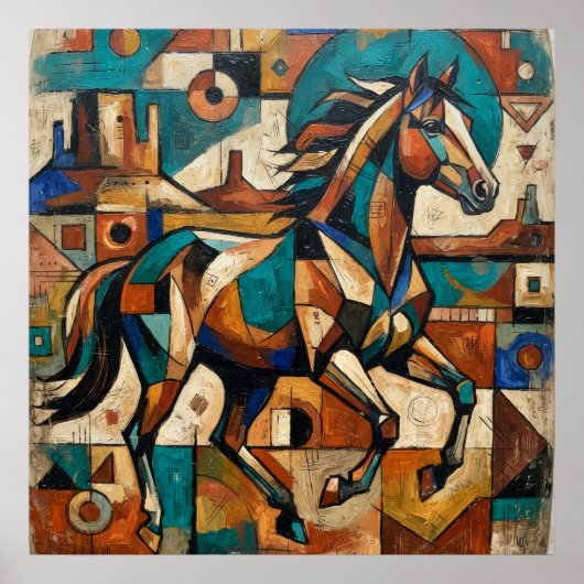 Geometrisches Western-Pferd Poster (Vorne)