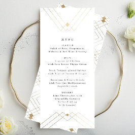 Geometrisches White Gold Gatsby Tal 2 Wedding Menu Menükarte