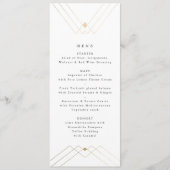 Geometrisches White Gold Gatsby Tal 2 Wedding Menu Menükarte (Vorderseite)