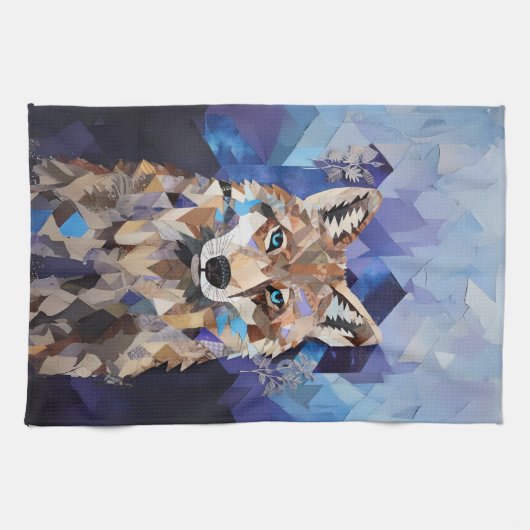 Geometrisches Wolfshändchen Geschirrtuch (Horizontal)