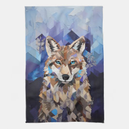 Geometrisches Wolfshändchen Geschirrtuch