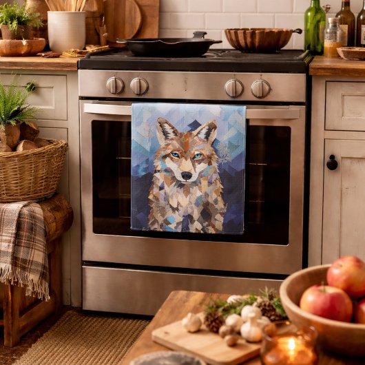 Geometrisches Wolfshändchen Geschirrtuch