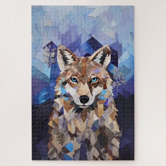 Geometrisches Wolfshändchen Puzzle (Vertikal)