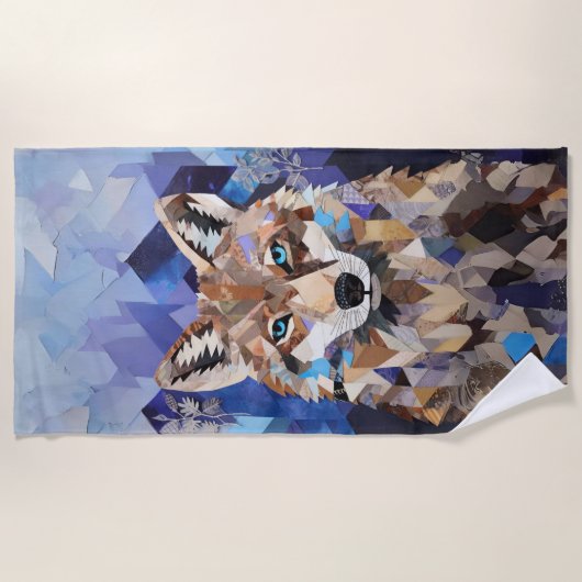 Geometrisches Wolfshändchen Strandtuch (Vorderseite)