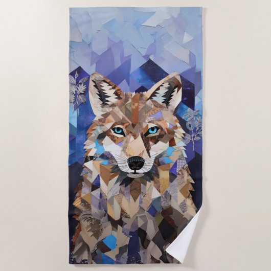 Geometrisches Wolfshändchen Strandtuch (Vorderseite)