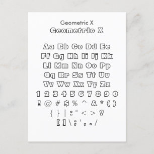 Geometrisches X - Zazzle-Schriftart-Musterblatt Postkarte