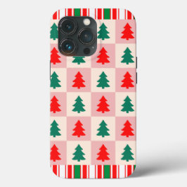 Geometrisches Xmas-Baummuster | Minimal Red Green Case-Mate iPhone Hülle