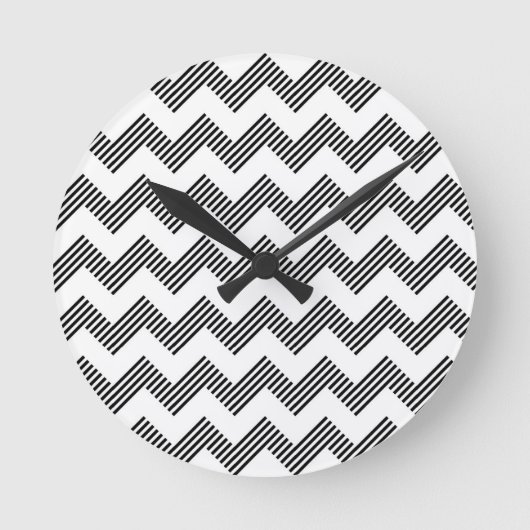 Geometrisches Zickzackmuster Runde Wanduhr (Vorderseite)