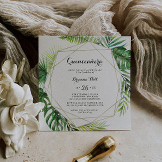 Geometrisches Ziel Kalligrafie Quinceañera Einladung