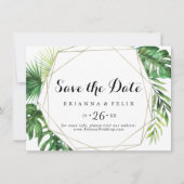 Geometrisches Ziel tropische horizontale Hochzeit Save The Date (Vorderseite)