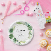 Geometrisches Ziel tropischer grüner Hochzeitstort Pappteller (Party)