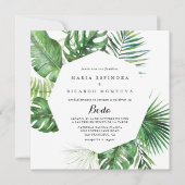 Geometrisches Ziel tropischer spanischer Hochzeit Einladung (Vorderseite)