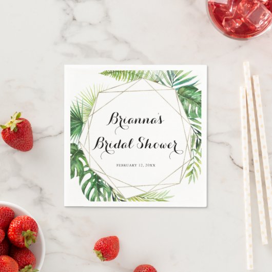 Geometrisches Ziel tropisches grünes Brautparty Serviette (Beispiel)