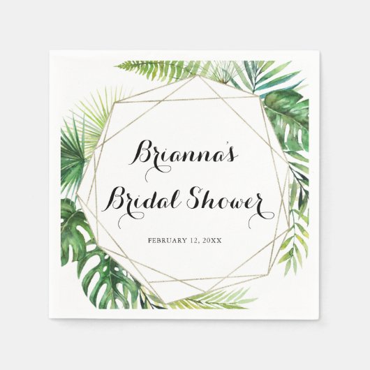 Geometrisches Ziel tropisches grünes Brautparty Serviette (Vorderseite)