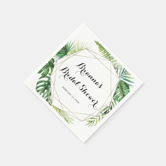 Geometrisches Ziel tropisches grünes Brautparty Serviette (Ecke)