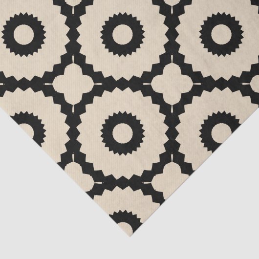 Geometrisches Ziermuster aus schwarz und Beige Seidenpapier (Ausschnitt)