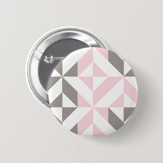 Geometrisches ZigZag für Rosa und Silber Button (Vorne & Hinten)