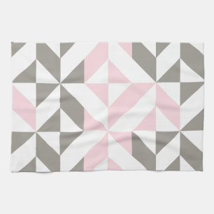 Geometrisches ZigZag für Rosa und Silber Geschirrtuch
