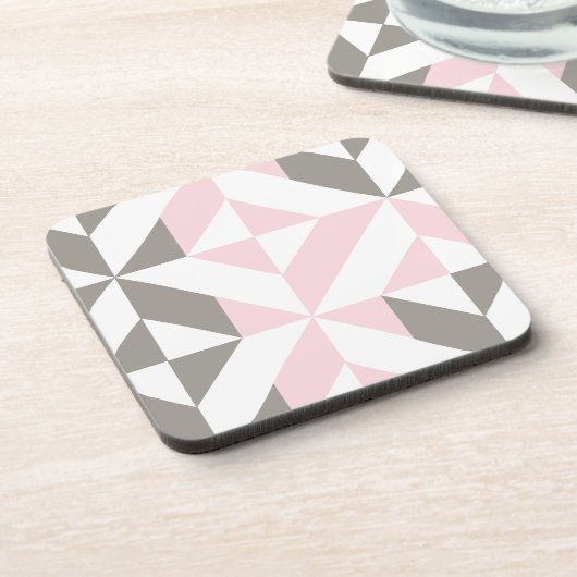 Geometrisches ZigZag für Rosa und Silber Getränkeuntersetzer (Linke Seite)