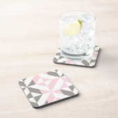 Geometrisches ZigZag für Rosa und Silber Getränkeuntersetzer (Rechte Seite)