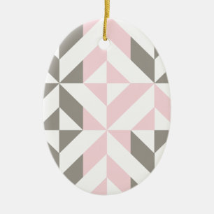 Geometrisches ZigZag für Rosa und Silber Keramik Ornament