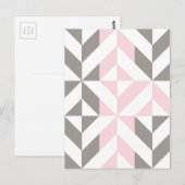 Geometrisches ZigZag für Rosa und Silber Postkarte (Vorne/Hinten)
