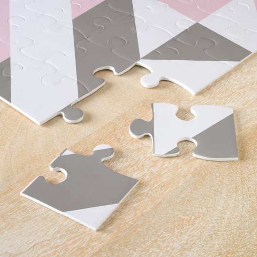 Geometrisches ZigZag für Rosa und Silber Puzzle (Seite)