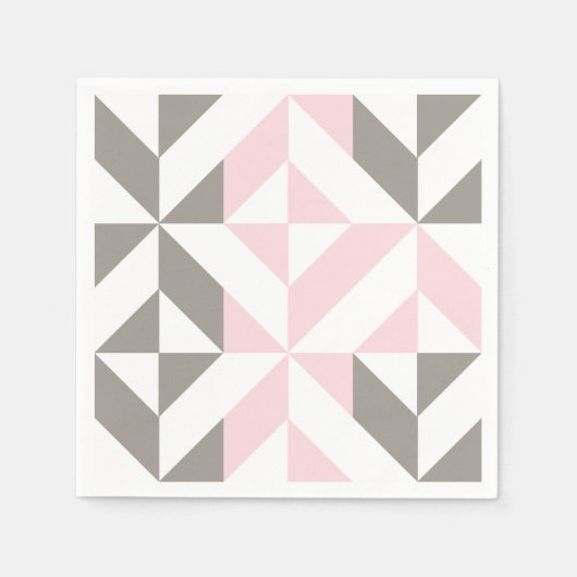 Geometrisches ZigZag für Rosa und Silber Serviette (Vorderseite)