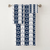Geometrisches Zirkeldreieck mit blauen weißen Stre Badhandtuch Set (Insitu)