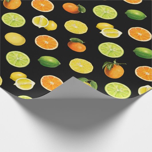 Geometrisches Zitrusfrucht-Erfrischungsmuster Geschenkpapier (Ecke)