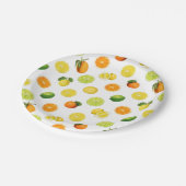 Geometrisches Zitrusfrucht-Erfrischungsmuster Pappteller (Schrägansicht)