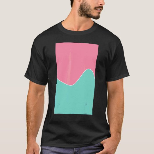 Geometrisches Zwei-Tonen-Wellenmuster-Baker Miller T-Shirt (Vorderseite)