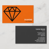 Geometropolis - Einfach Diamant - Schwarz auf Oran Visitenkarte (Vorne/Hinten)