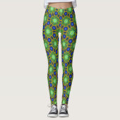 Geometry Blue Green Hexagon Vision Leggings (Vorderseite)