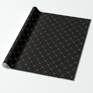 Geometry Dots Grill Sepia Black Gold Squares Geschenkpapier