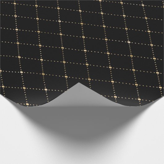Geometry Dots Grill Sepia Black Gold Squares Geschenkpapier (Ecke)