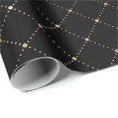 Geometry Dots Grill Sepia Black Gold Squares Geschenkpapier (Rolleneckpunkt)