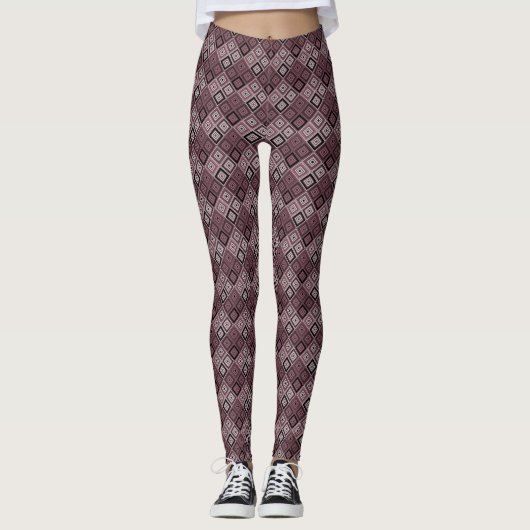 Geometry ethnic patchwork brown burgundy  leggings (Vorderseite)