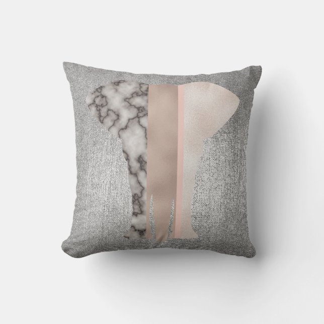 Geometry Gold Blush Pink Marble Gray VIP Elephant Kissen (Vorderseite)