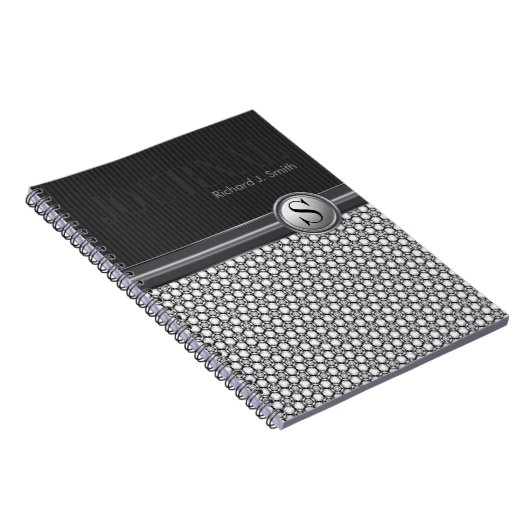 Geometry Hexagon Muster Schwarz-weiß Journal Notizblock (Rechte Seite)