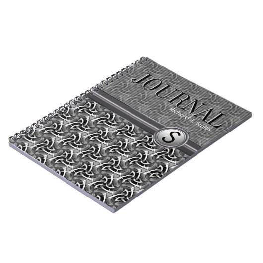 Geometry Hexagon Muster Schwarz-weiß Journal Notizblock (Linke Seite)