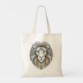 Geometry Lion T - Shirt | Mandala Lion King Tote B Tragetasche (Rückseite)