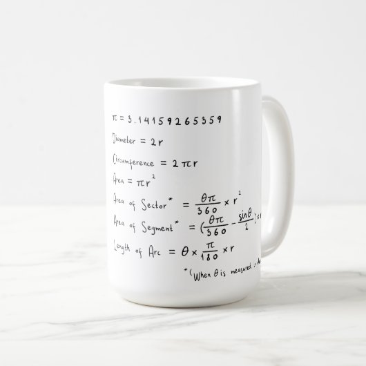 Geometry of a Circle Math Formula Educational Kaffeetasse (VorderseiteRechts)