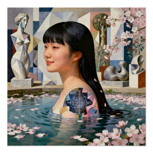 "Geometry of Serenity" - Ein digitales Portrait Poster (Vorderseite)